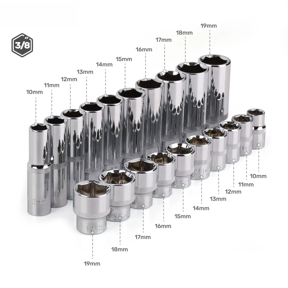 3/8 Inch Deep Socket Set 19 pcs CRV 3 3/8 Inch Deep Socket Set 19 pcs CRV - Image 3