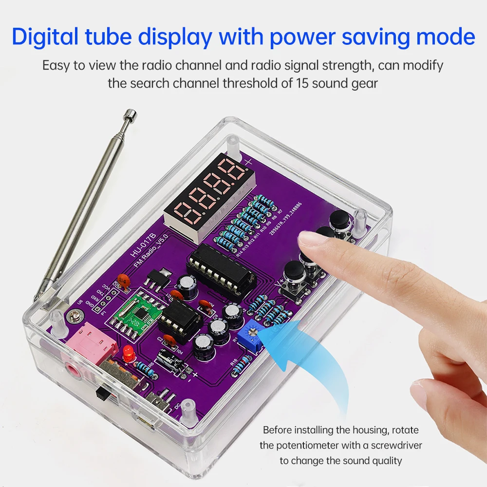 Transparent DIY FM Radio Kit with Digital Display 4 Transparent DIY FM Radio Kit with Digital Display - Image 4