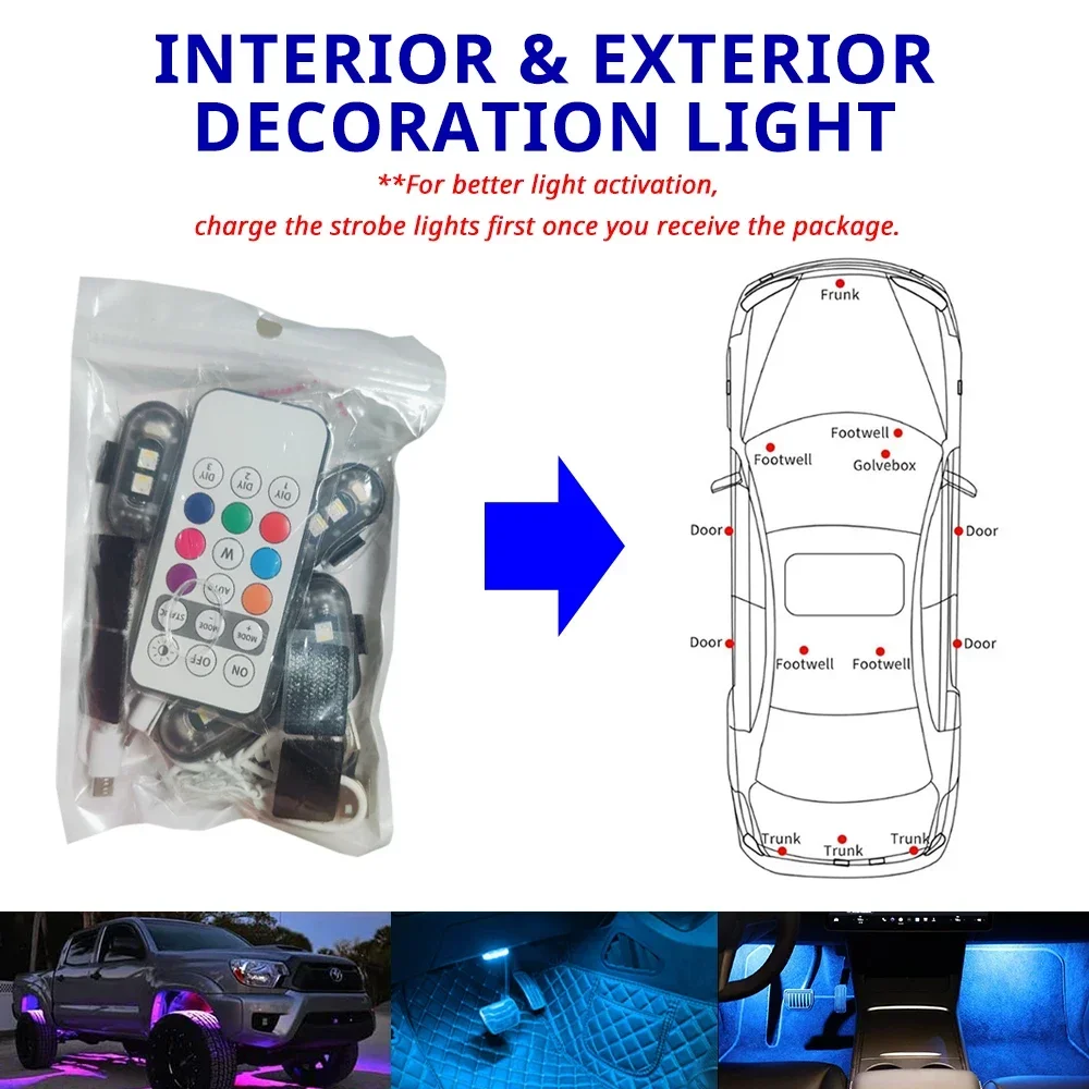 Rechargeable RGB LED Footwell Lights for Vehicles 5 Rechargeable RGB LED Footwell Lights for Vehicles - Image 5