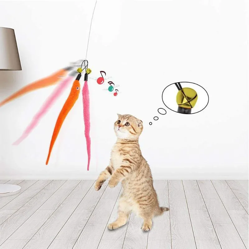 Colorful Plush Cat Worm Toy Set with Bells 4 Colorful Plush Cat Worm Toy Set with Bells - Image 4
