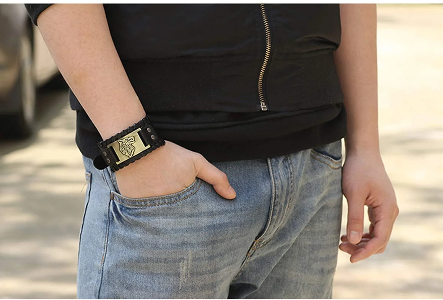 Men's Stainless Steel Wolf Head Bracelet 3 Men's Stainless Steel Wolf Head Bracelet - Image 3