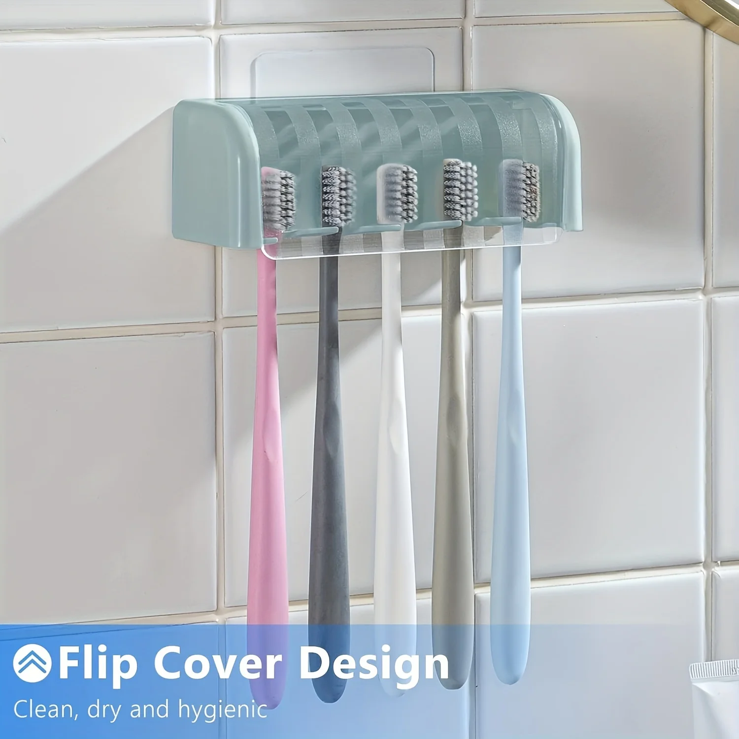 Wall-Mounted 5-Slot Toothbrush Holder in White 7 Wall-Mounted 5-Slot Toothbrush Holder in White - Image 7