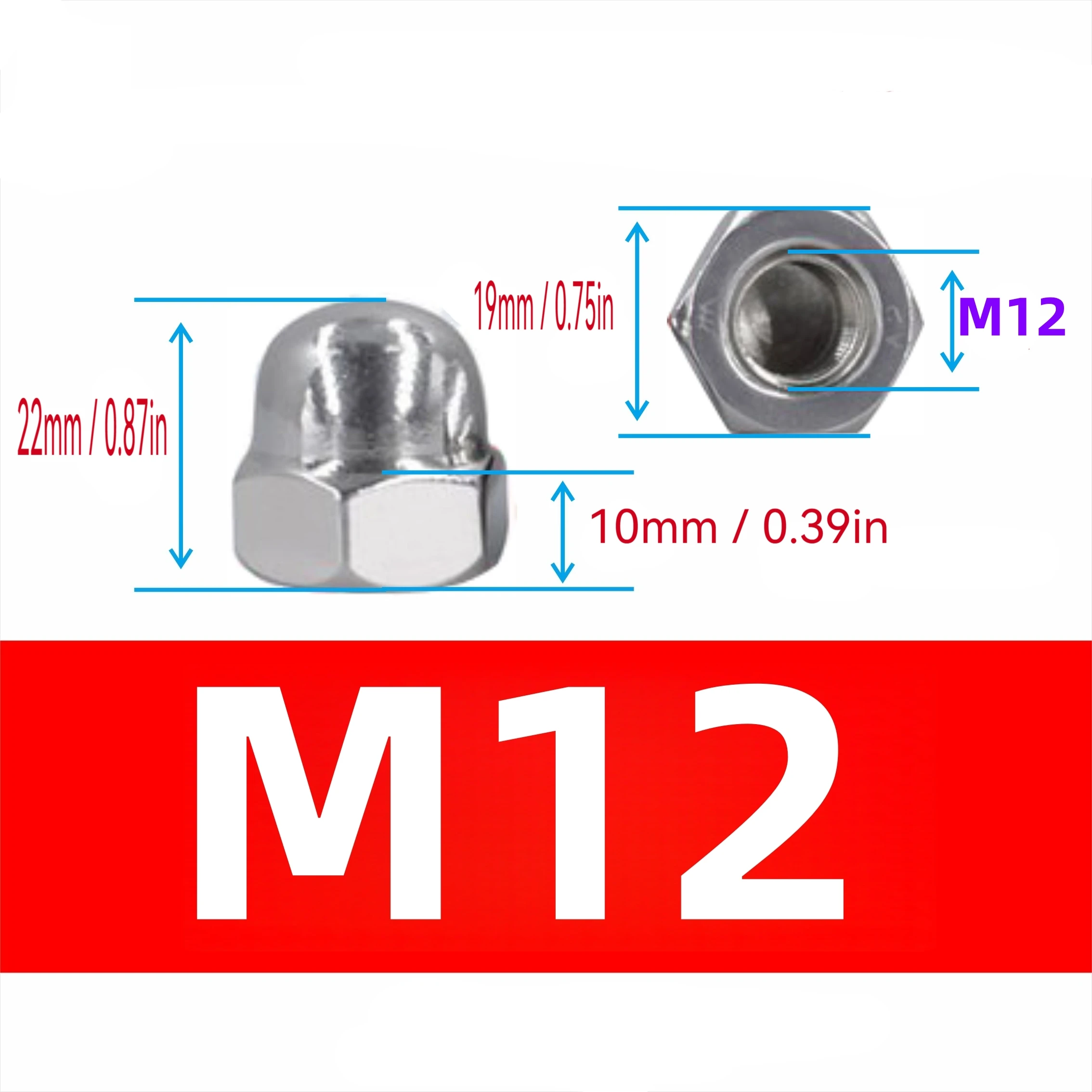 Stainless Steel Acorn Nuts Set (M3–M12) 8 Stainless Steel Acorn Nuts Set (M3–M12) - Image 8