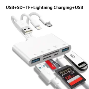 White 5-in-1 USB C/Lightning Card Reader 14 S3ce391ae69fd40b58da68691cc95bc0aT