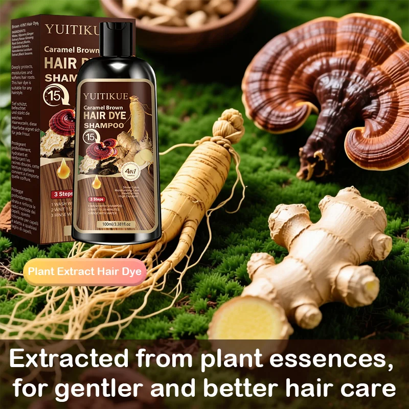 YUITIKUE Caramel Brown Hair Dye Shampoo 100ml 4 YUITIKUE Caramel Brown Hair Dye Shampoo 100ml - Image 4