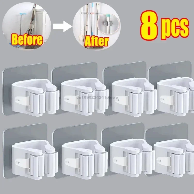Self-Adhesive Wall-Mounted Mop Holder for Bathrooms 9 Self-Adhesive Wall-Mounted Mop Holder for Bathrooms - Image 9