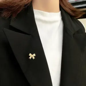 Elegant Gold-Toned Bowknot Brooch with Rhinestones 13 S3fa571af92994c3490a5518b87c5d34bS