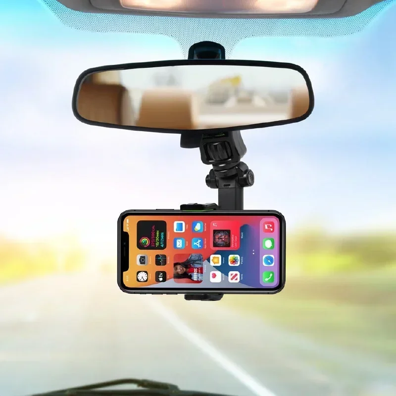 Adjustable Black Car Phone Holder for Rearview Mirror 4 Adjustable Black Car Phone Holder for Rearview Mirror - Image 4