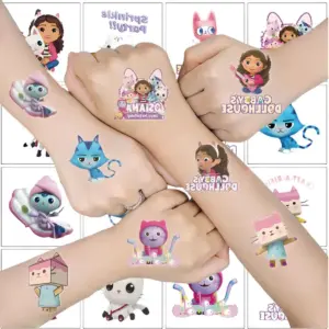 Gabby Dollhouse Cats Waterproof Tattoo Stickers Set