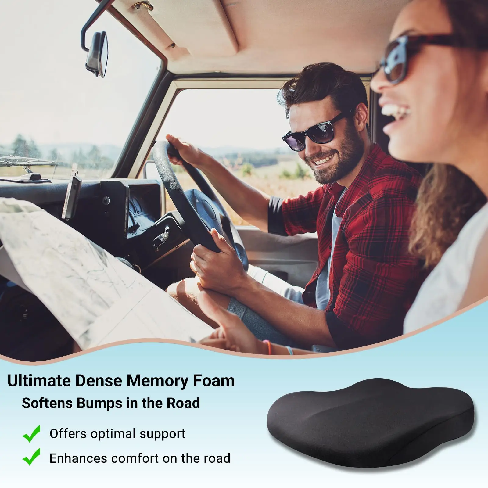 Black Memory Foam Support Cushion for Vehicles 3 Black Memory Foam Support Cushion for Vehicles - Image 3
