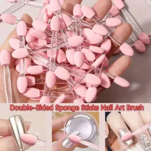 Double-Sided Nail Art Brush Set with Chrome Finish