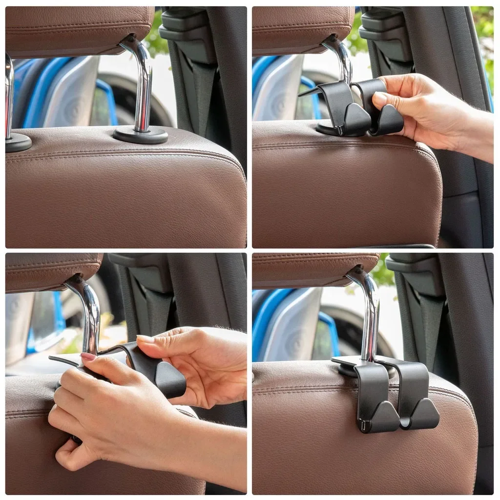 Black Car Headrest Hook for SUVs and Sedans 3 Black Car Headrest Hook for SUVs and Sedans - Image 3