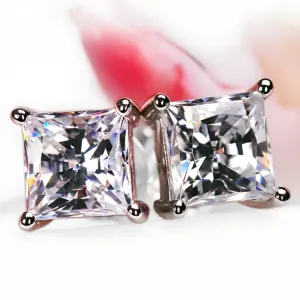Silver Princess-Cut Cubic Zirconia Stud Earrings 9 S481cd7fdacd04ebfb29245d2a13bc2079