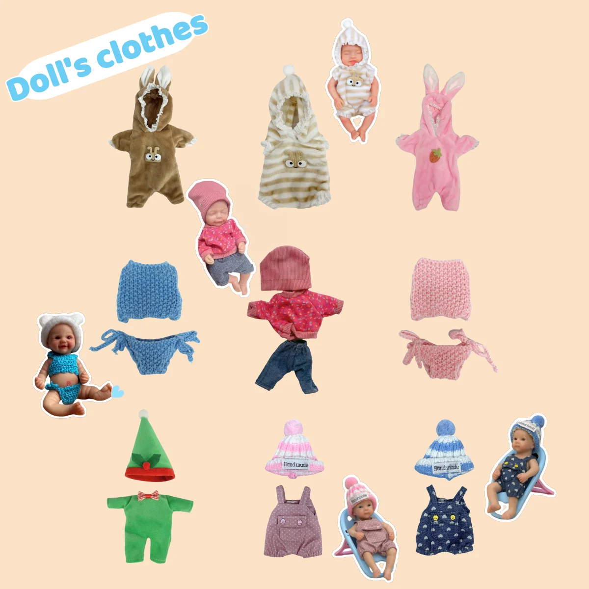 9-Piece Doll Clothing Set for 4-6 Inch Dolls 1 9-Piece Doll Clothing Set for 4-6 Inch Dolls