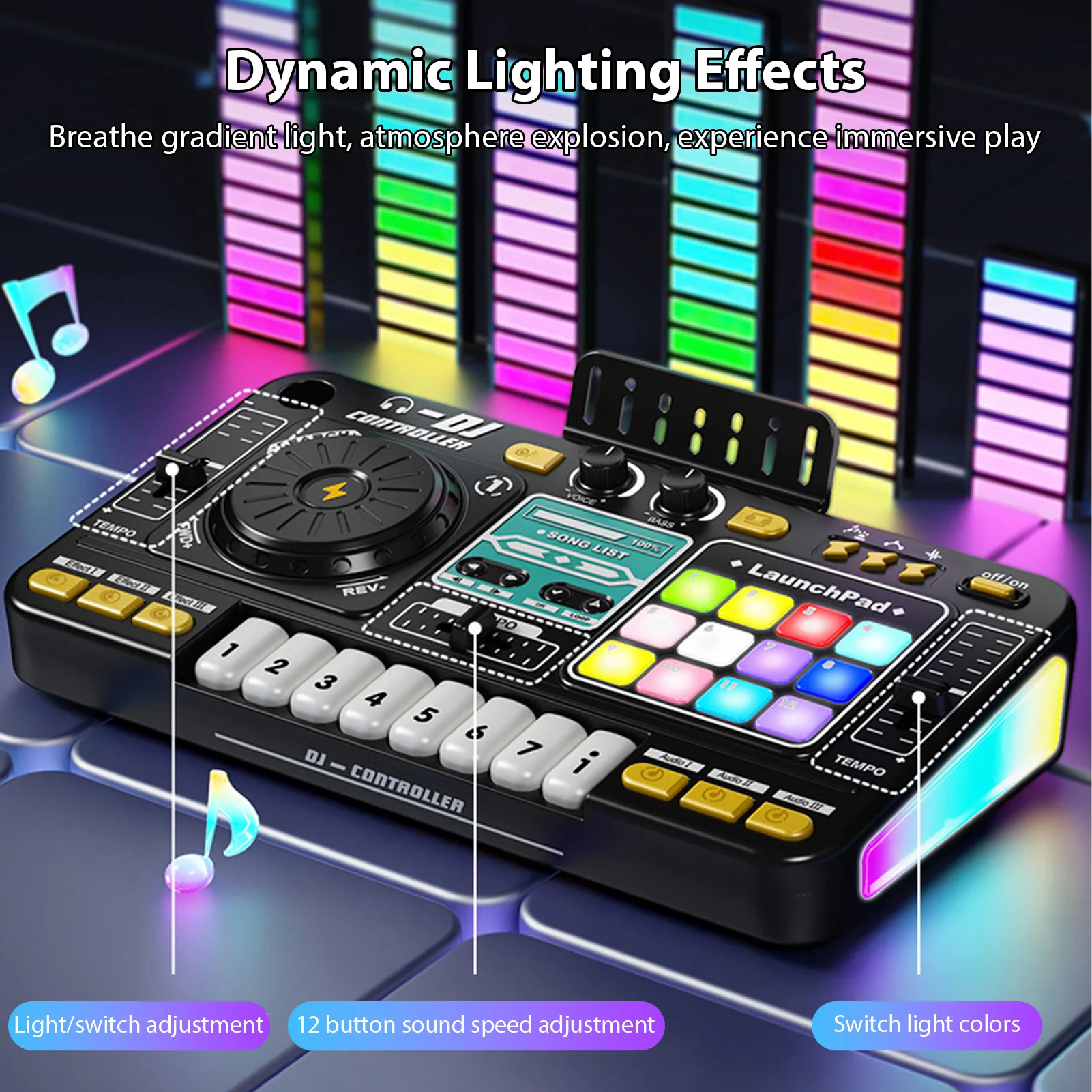 Kids' DJ Controller with Lights and Bluetooth 2 Kids' DJ Controller with Lights and Bluetooth - Image 2
