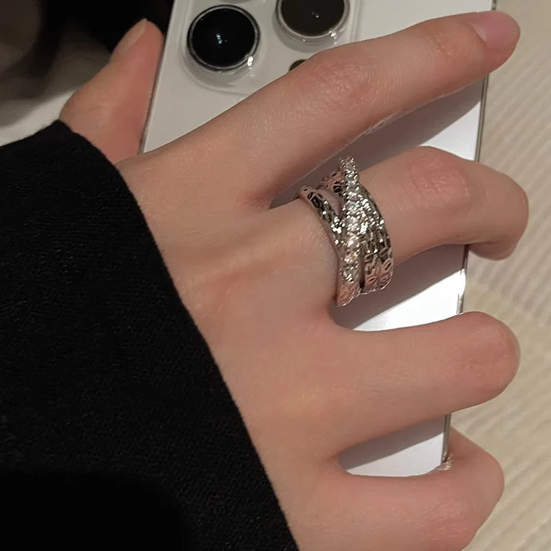 Vintage Open Ring with Rhinestones 6 Vintage Open Ring with Rhinestones - Image 6