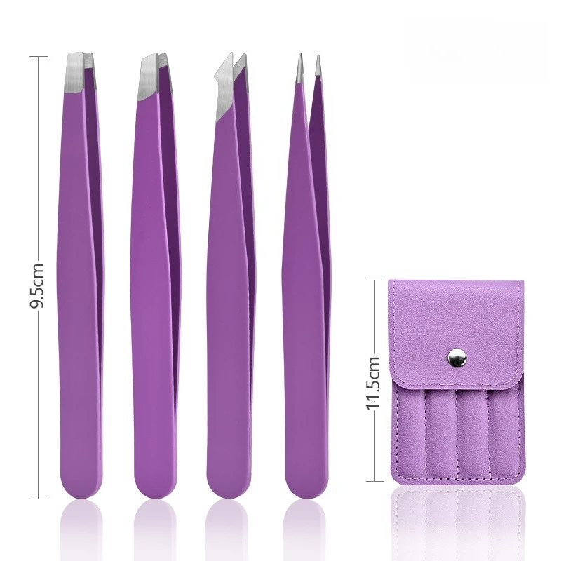 Purple Stainless Steel Eyelash Tweezers Set 7 Purple Stainless Steel Eyelash Tweezers Set - Image 7