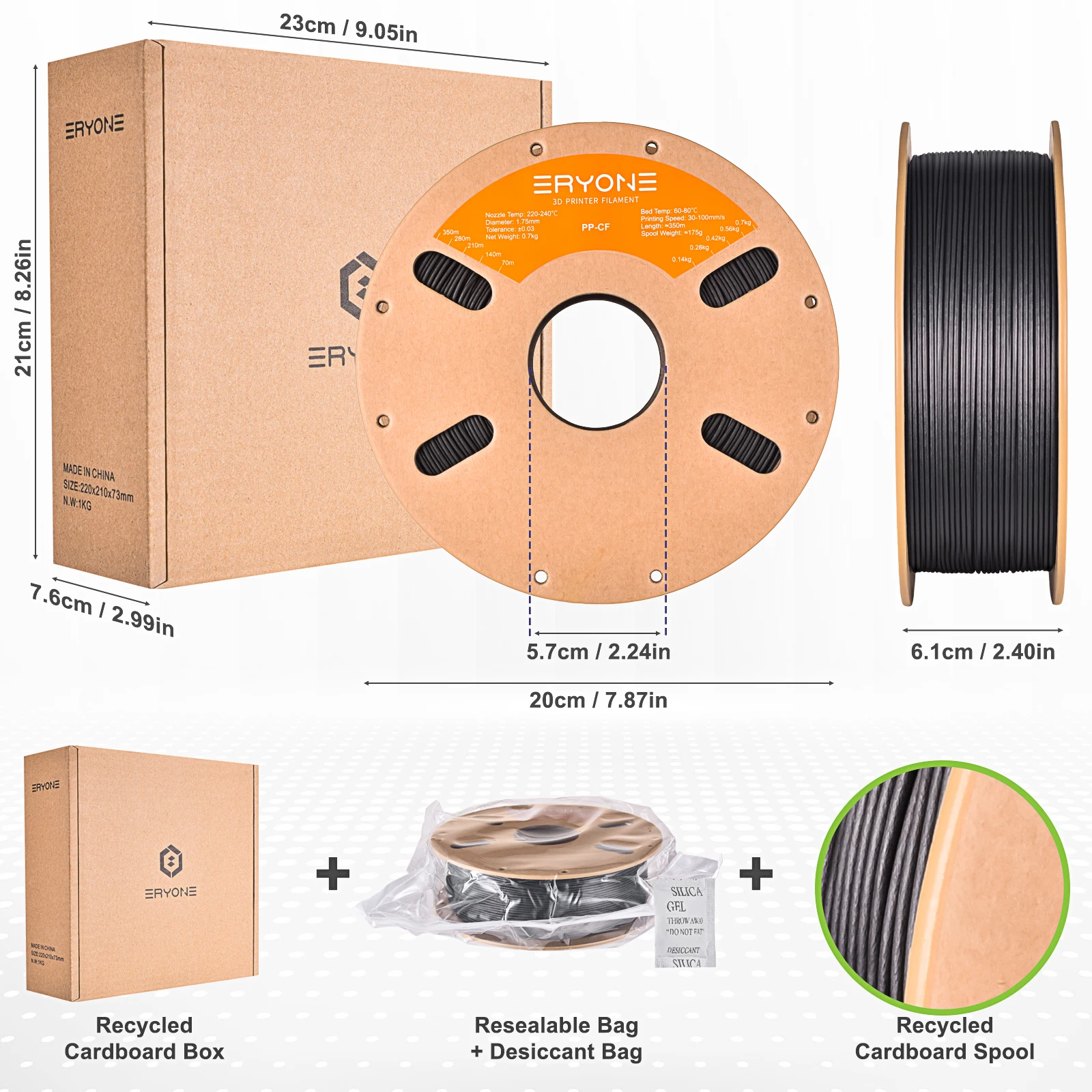 Eryone PP Carbon Fiber 3D Filament 700g 6 Eryone PP Carbon Fiber 3D Filament 700g - Image 6