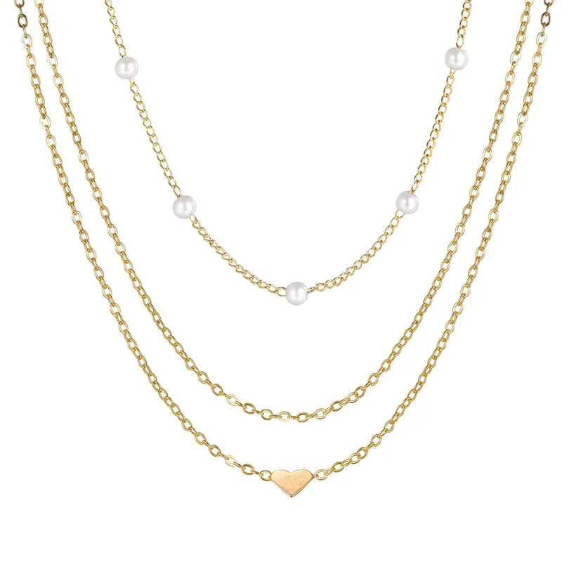 Multilayer Pearl Necklace with Gold Cross Pendant 6 Multilayer Pearl Necklace with Gold Cross Pendant - Image 6
