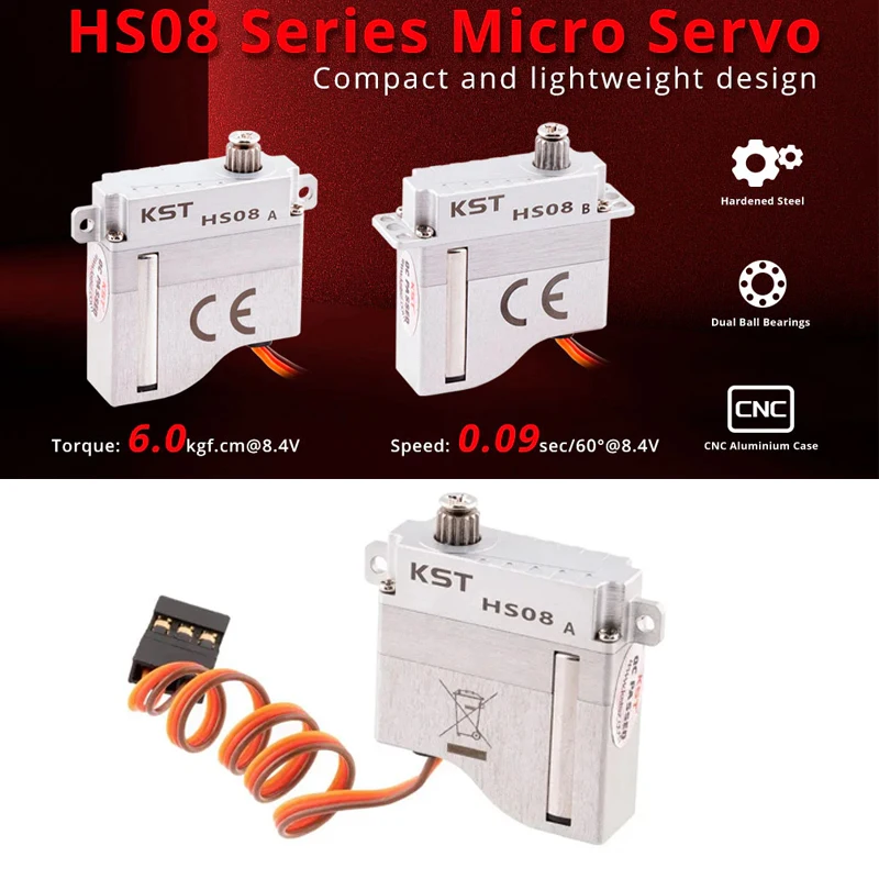 High-Voltage KST HS08A/HS08B Micro Servo 2 High-Voltage KST HS08A/HS08B Micro Servo - Image 2