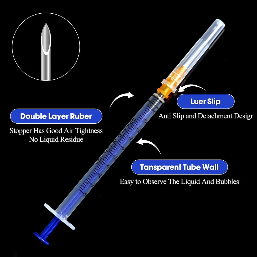 50-Pack Disposable 1mL Syringe Set with Needles 5 50-Pack Disposable 1mL Syringe Set with Needles - Image 5