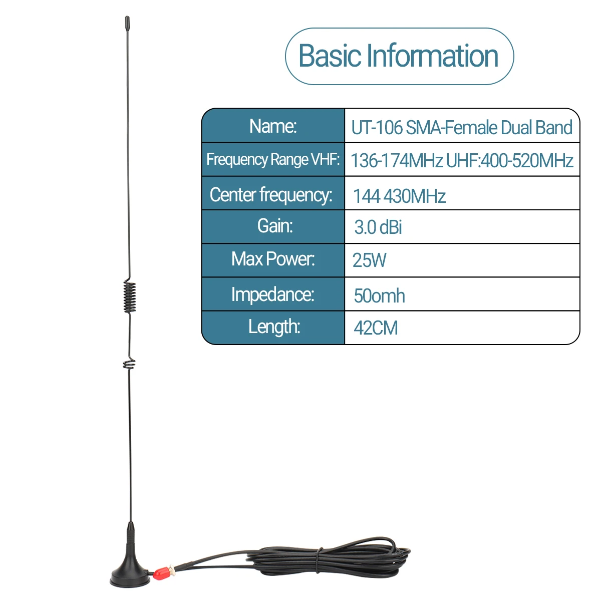Dual-Band VHF/UHF Radio Antenna with SMA-F 2 Dual-Band VHF/UHF Radio Antenna with SMA-F - Image 2