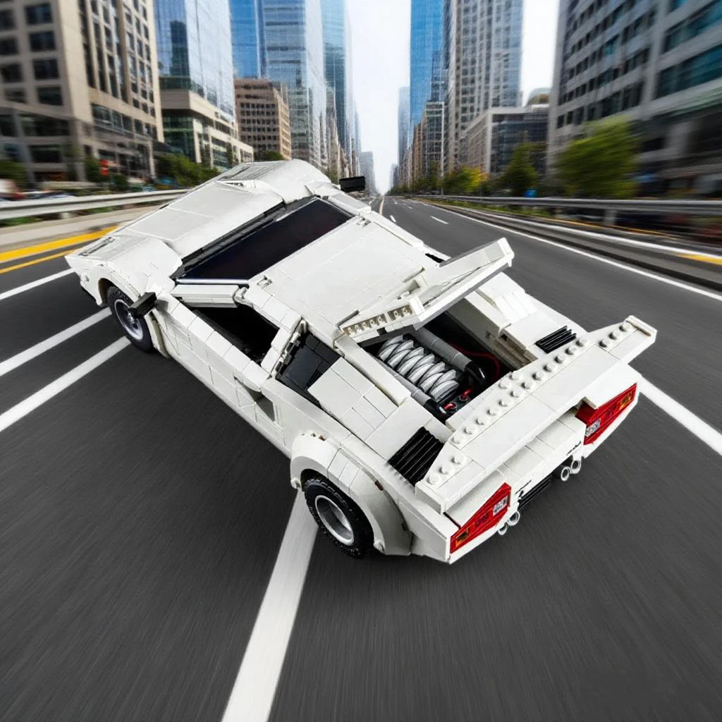 White Lamborghini Countach 5000 Building Set 4 White Lamborghini Countach 5000 Building Set - Image 4