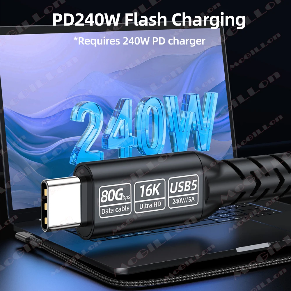 Thunderbolt 5 USB-C Data Cable 80Gbps 240W 3 Thunderbolt 5 USB-C Data Cable 80Gbps 240W - Image 3