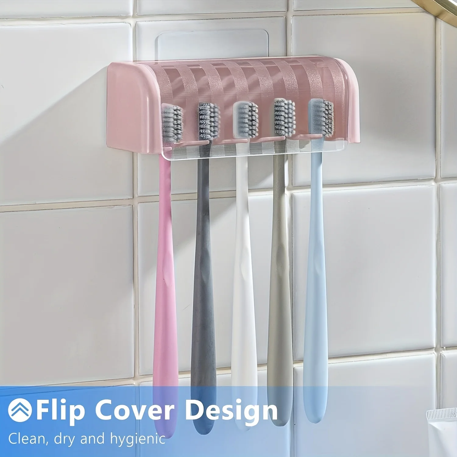 Wall-Mounted 5-Slot Toothbrush Holder in White 9 Wall-Mounted 5-Slot Toothbrush Holder in White - Image 9