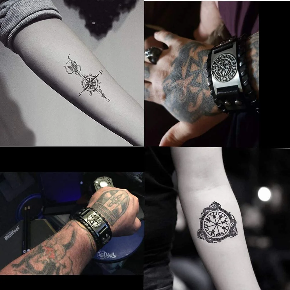 Viking Leather Bracelet with Vegvisir Symbol 4 Viking Leather Bracelet with Vegvisir Symbol - Image 4