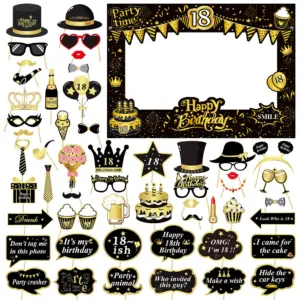 Elegant Black and Gold Birthday Photo Props Set 11 S544c22e117f44018a4dba5aacd70a8cfn