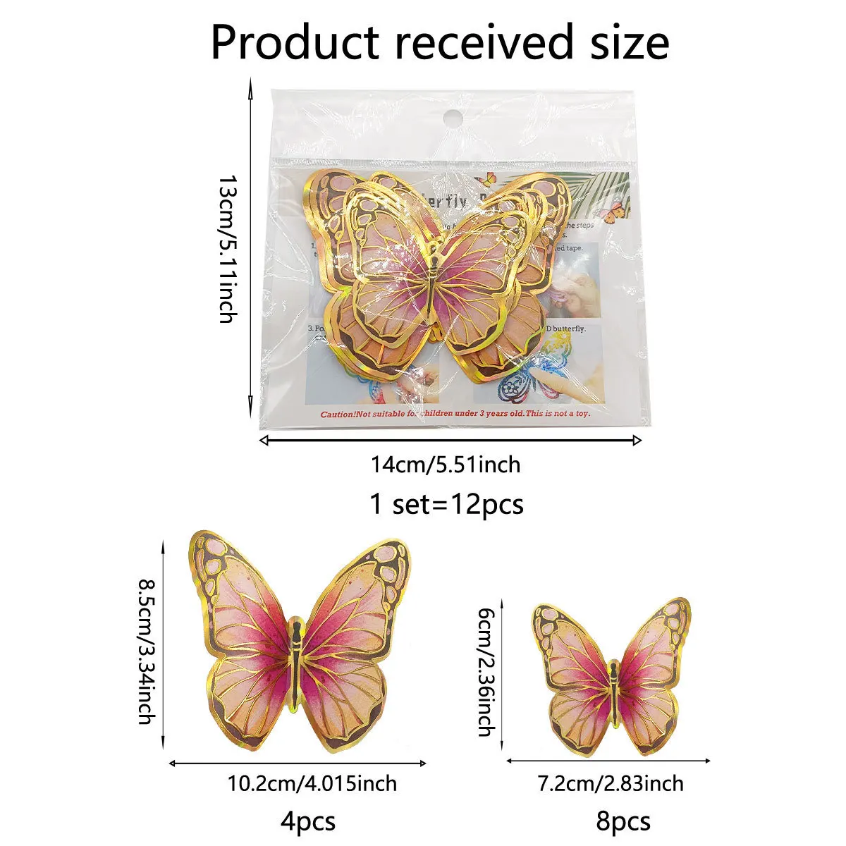 Vibrant 3D Butterfly Wall Sticker Set 10 Vibrant 3D Butterfly Wall Sticker Set - Image 10