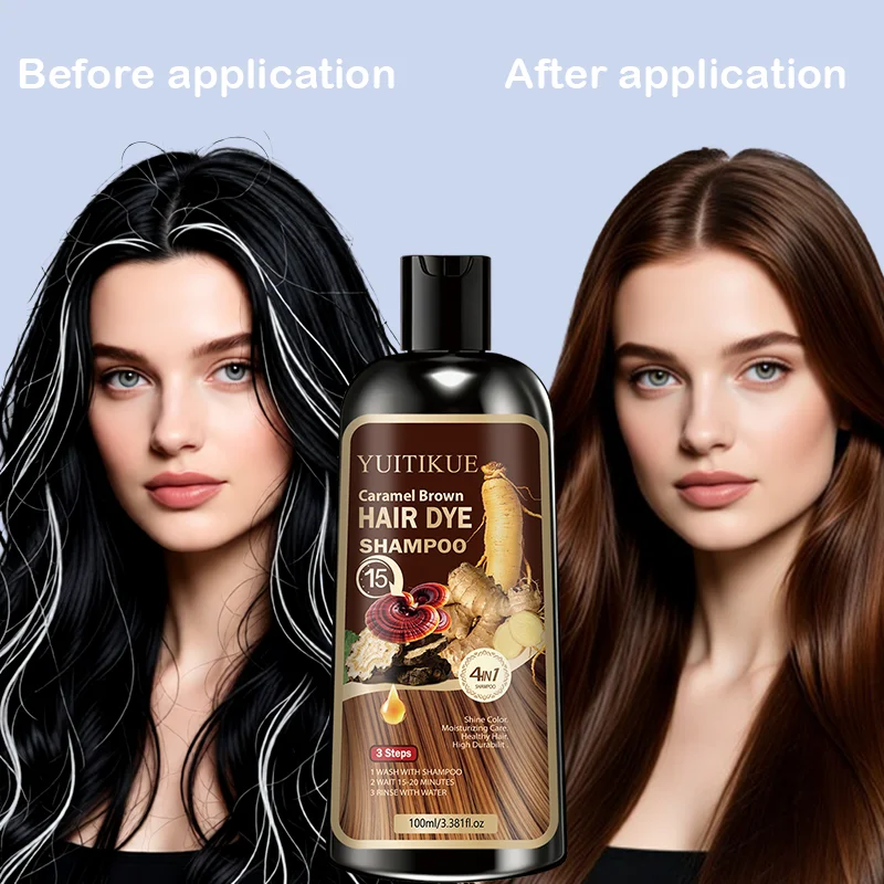 YUITIKUE Caramel Brown Hair Dye Shampoo 100ml 6 YUITIKUE Caramel Brown Hair Dye Shampoo 100ml - Image 6