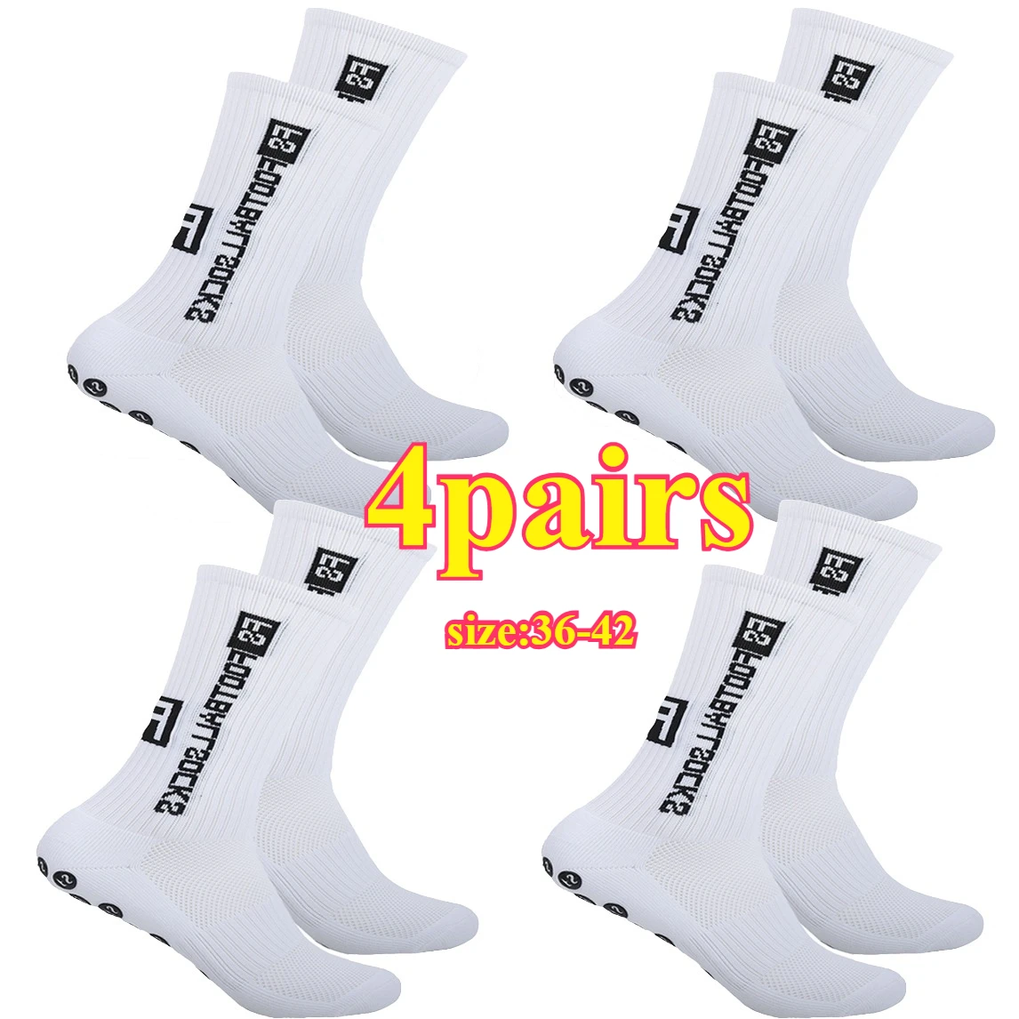 Sporty 4-Pack Football Socks with Grip 2 Sporty 4-Pack Football Socks with Grip - Image 2