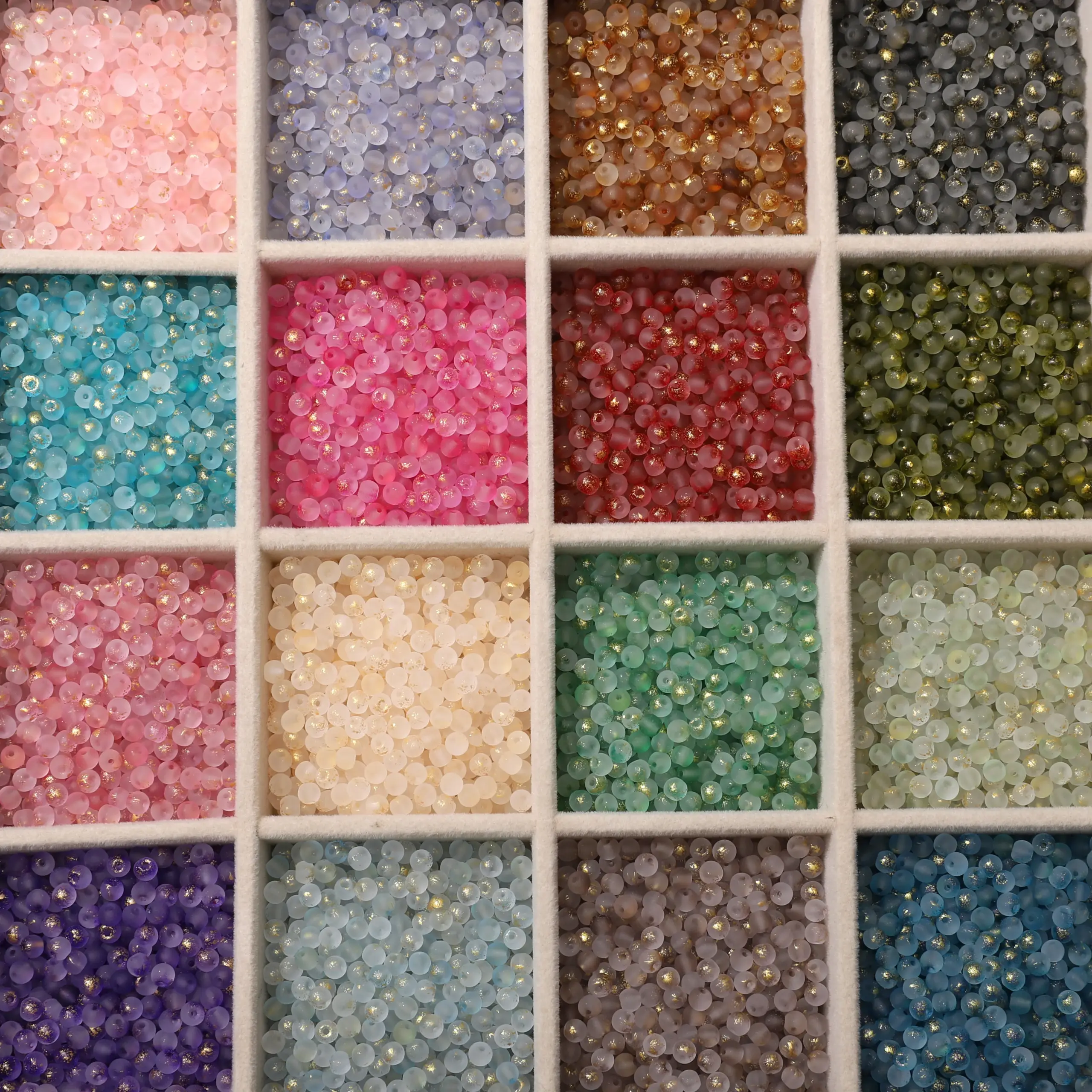 Frosted Gold Splattered Glass Beads Set 6 Frosted Gold Splattered Glass Beads Set - Image 6