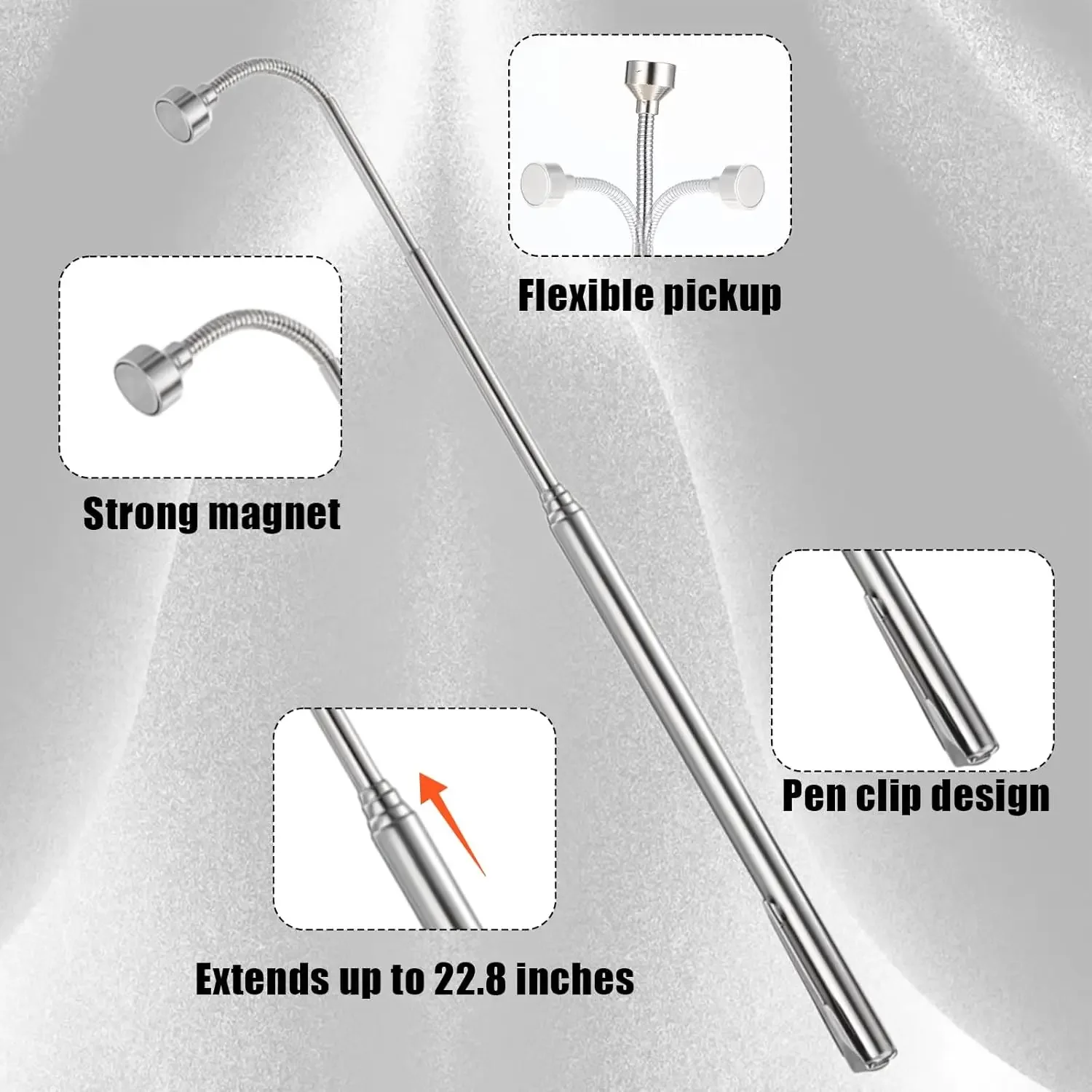 Telescopic Magnetic Pickup Tool with Pocket Clip 4 Telescopic Magnetic Pickup Tool with Pocket Clip - Image 4