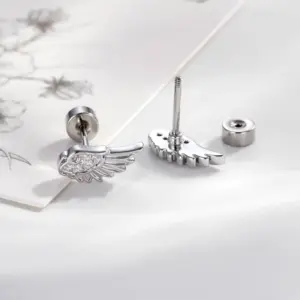 Silver Wing Stud Earrings with Crystal Embellishments 9 S570c97af5f0148dbb4e6f80e71c03ce2F