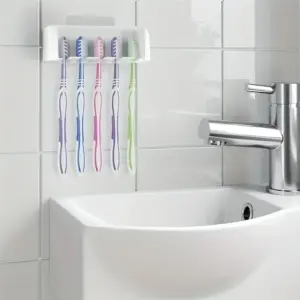 Wall-Mounted 5-Slot Toothbrush Holder in White 12 S5773f0ff6a714254bd4db9d2039cdbf5h