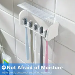 Wall-Mounted 5-Slot Toothbrush Holder in White 11 S5913a8797b314e38a1e55fea2d8e4427T