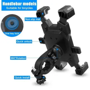 Auto Lock Bike Phone Holder for Smartphones 15 S5a2a6a2b739940b388c8849ee397f398X