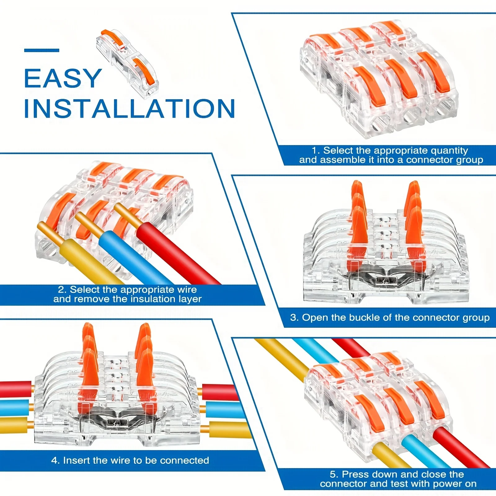 Transparent Quick-Lever Wire Connectors - 34/50/100pcs 5 Transparent Quick-Lever Wire Connectors - 34/50/100pcs - Image 5