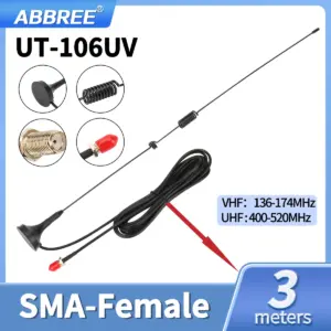 Dual-Band VHF/UHF Radio Antenna with SMA-F