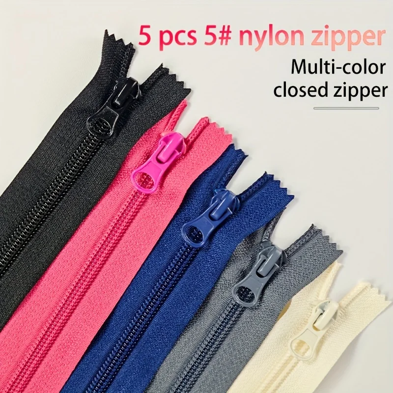 Vibrant 5-Piece Nylon Zipper Set for Crafting 1 Vibrant 5-Piece Nylon Zipper Set for Crafting