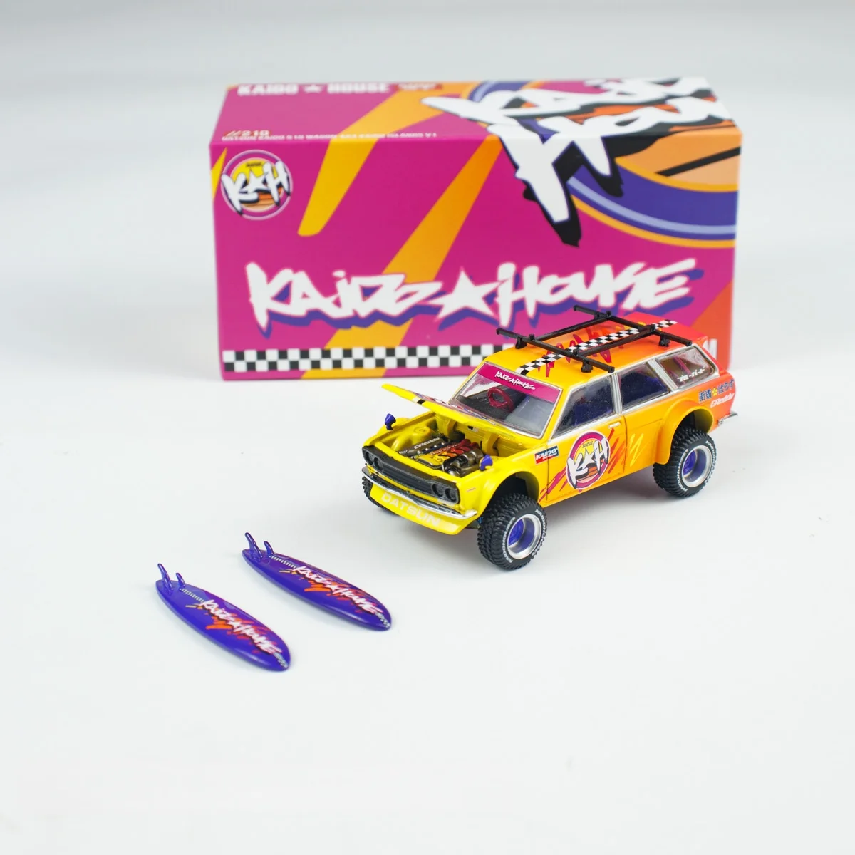 Vibrant Yellow Datsun 510 Off-Road Diecast Model 6 Vibrant Yellow Datsun 510 Off-Road Diecast Model - Image 6