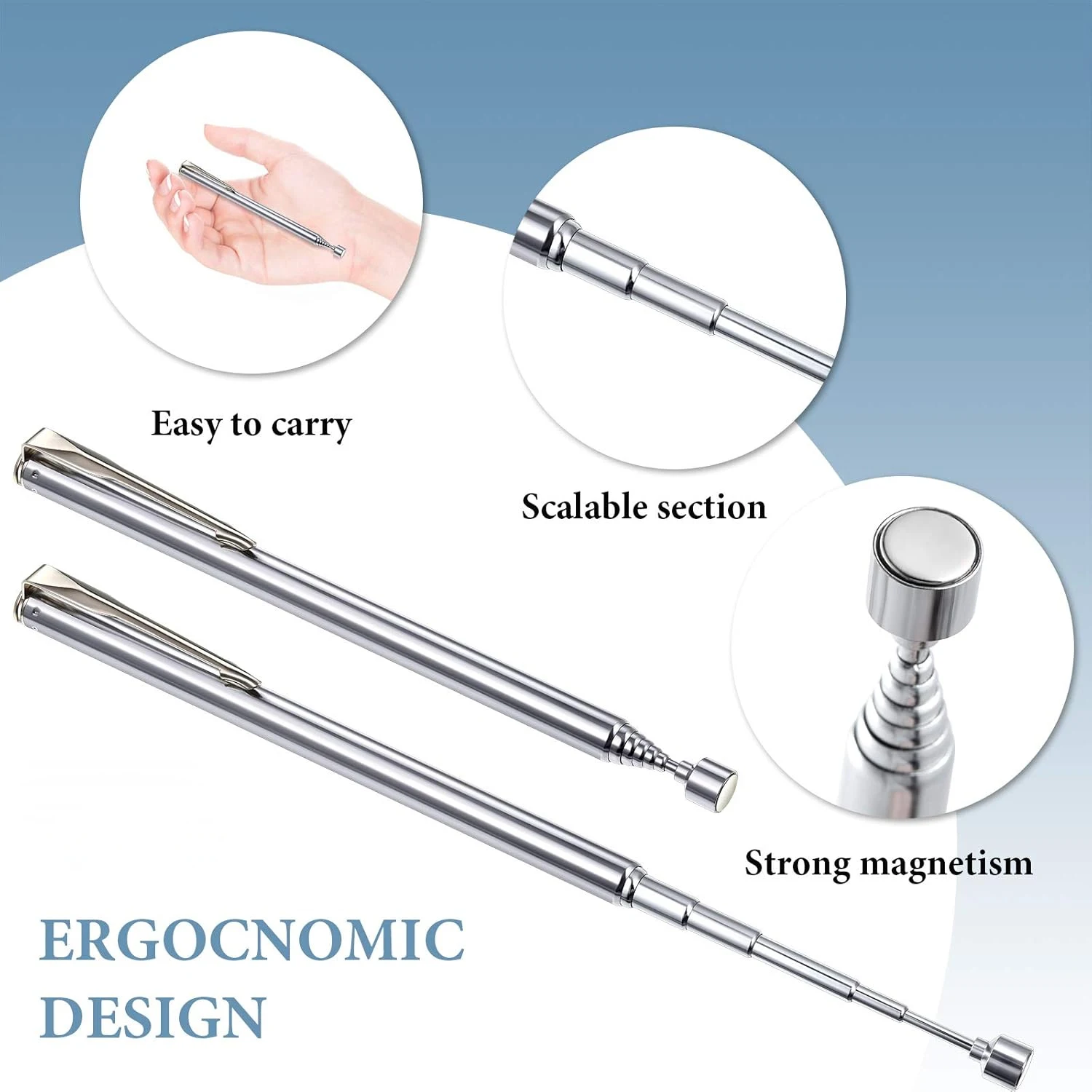 Telescopic Magnetic Pickup Tool with Pocket Clip 2 Telescopic Magnetic Pickup Tool with Pocket Clip - Image 2