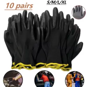 Black Polyurethane Safety Gloves for Work