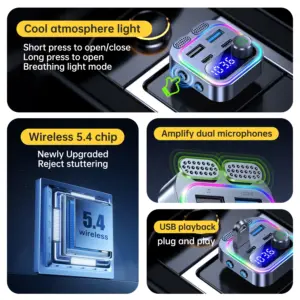 Korseed T37 66W Fast Car Charger with Bluetooth 8 S618631908b624364b75f1294edce66d0a