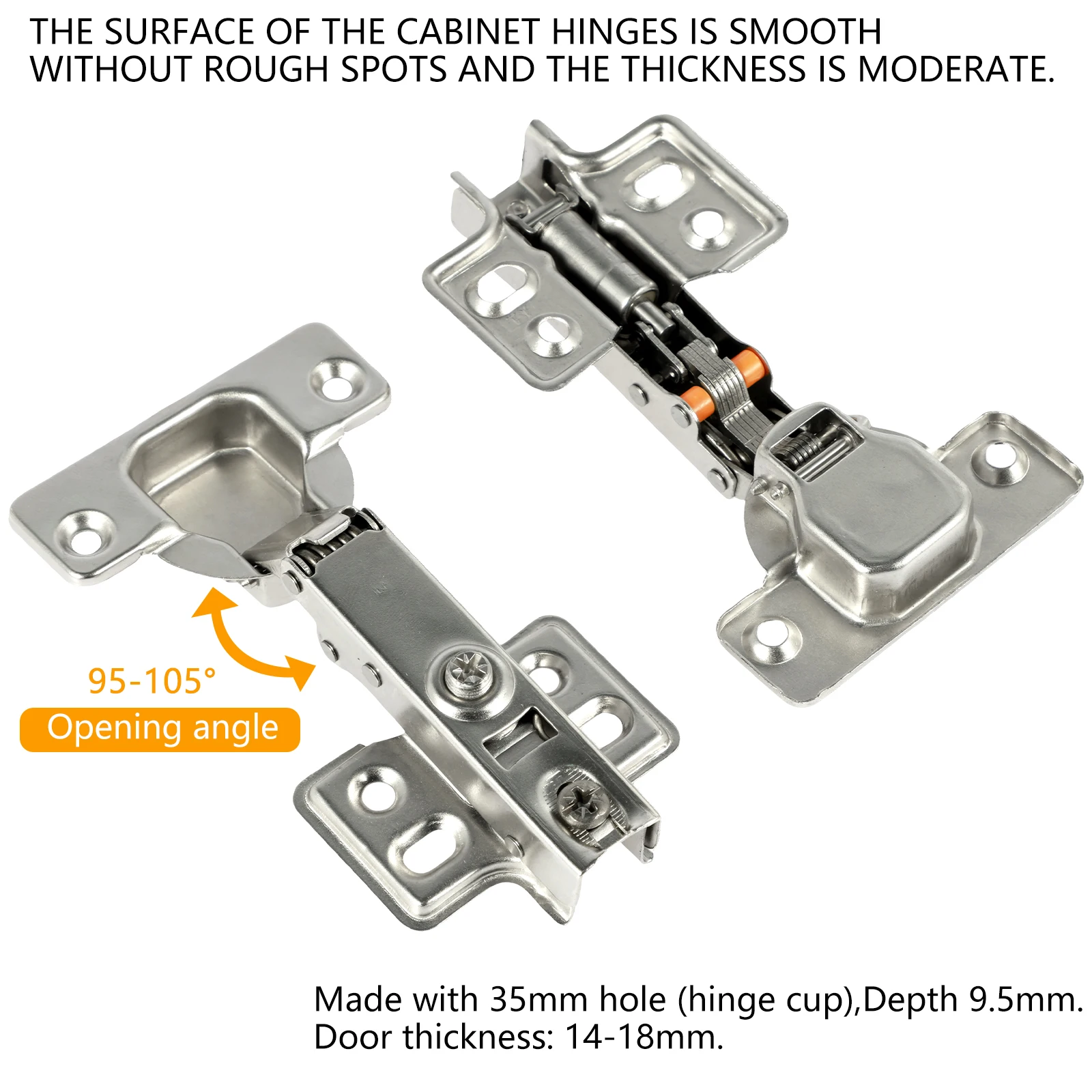Modern Stainless Steel Cabinet Hinge Set 3 Modern Stainless Steel Cabinet Hinge Set - Image 3