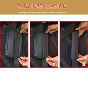 Stylish PU Leather Car Seat Belt Cover with Red Stitching 14 S658c3fb312fc4830a3353f1d835d852dN