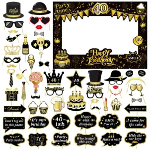 Elegant Black and Gold Birthday Photo Props Set 10 S66b392b91cf74080b62a9ce1a7d38083Y